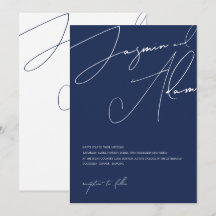 Hochzeit Minimalistischer Navy-Script-Typografie