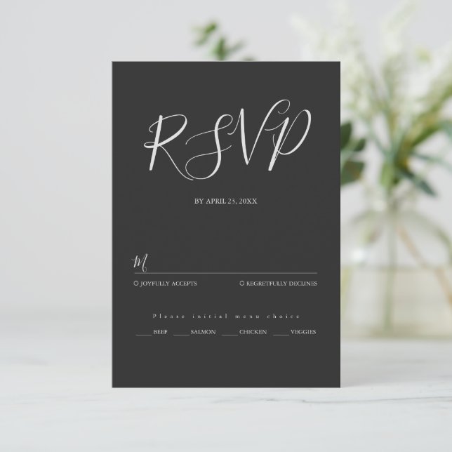 Hochzeit Minimalistischer Schrift RSVP Karte (Stehend Vorderseite)