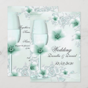 Hochzeit Mintgrüne Florale Blüten Rosen Einladung