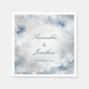 Hochzeit mit Abstraktem Wasser in Blau und Grau Serviette