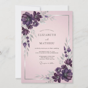 Hochzeit mit ätherischen Pflaumen gemalten Blütenb Einladung