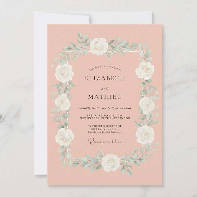 Hochzeit mit ätherischer botanischer Röte Einladung (Vorderseite)