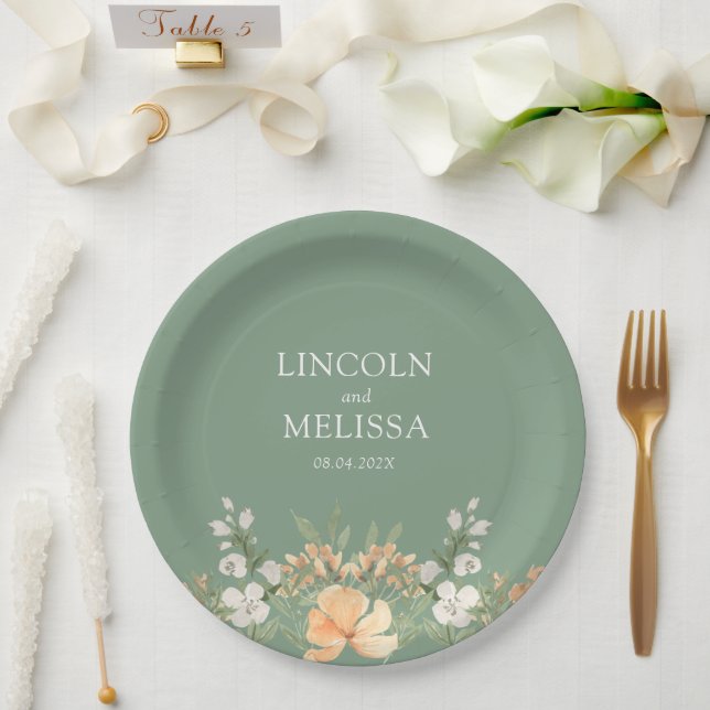 Hochzeit mit Basil, Pfirsich und Weiß Pappteller (Hochzeit)