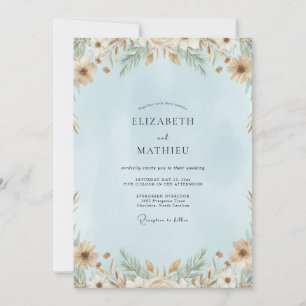 Hochzeit mit blassem Himmel und Pampas-Eukalyptus Einladung