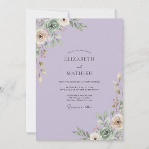 Hochzeit mit blassem lila Eukalyptuslaub Einladung