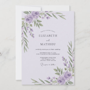 Hochzeit mit blassem Lilalila-Ranunculus-Eukalyptu Einladung