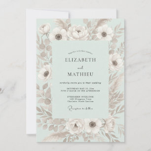 Hochzeit mit blasser Minze Anemone Einladung
