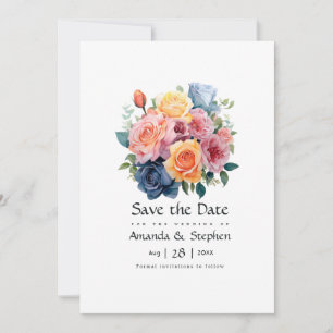 Hochzeit mit Blau, Rosa, Orange und grüner Blüte Save The Date