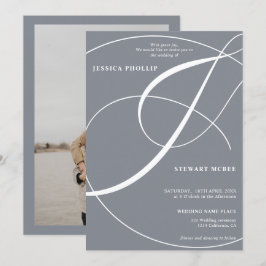 Hochzeit mit blauem Foto Einladung