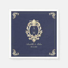 Hochzeit mit blauem Gold Serviette