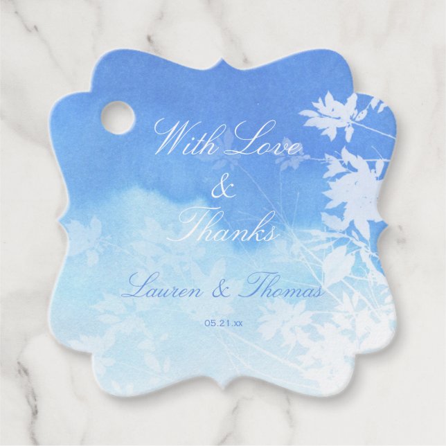 Hochzeit mit blauem Wasser Geschenkanhänger (Vorderseite)