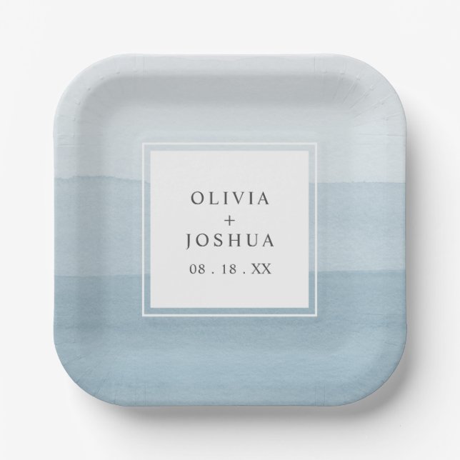 Hochzeit mit blauem Wasser Pappteller (Vorderseite)