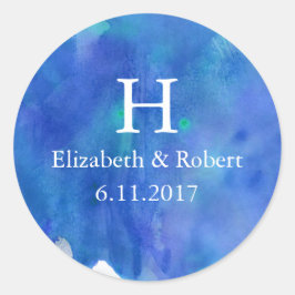 Hochzeit mit blauem Wasser Runder Aufkleber