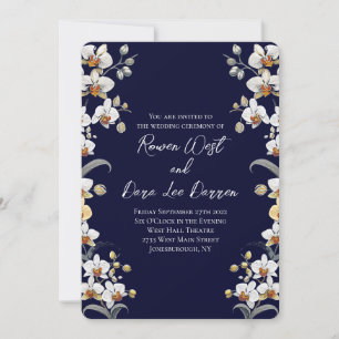 Hochzeit mit blauen Vintagen Orchideen Einladung