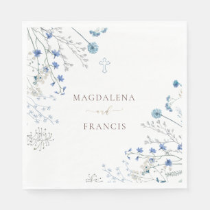 Hochzeit mit blauen Wildblumen Serviette