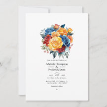 Hochzeit mit Blauer, Orange, Gelb und Roter Flora