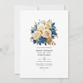 Hochzeit mit Blauer und Gold Einladung