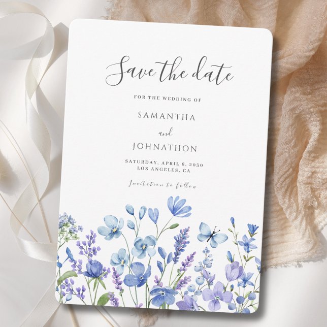 Hochzeit mit blauer Wildblume Save The Date (Von Creator hochgeladen)
