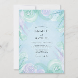 Hochzeit mit Blauglockenbaum-Lila-Blüten Einladung