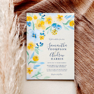 Hochzeit mit blühenden Blumen Einladung
