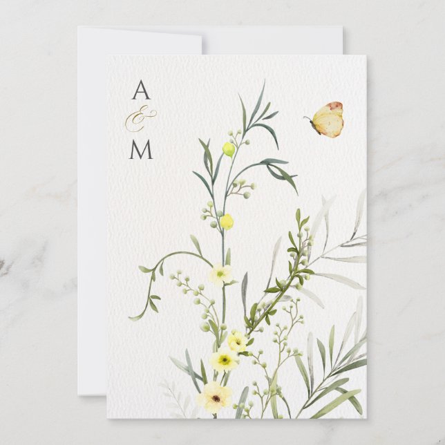 Hochzeit mit Blumen Einladung (Vorderseite)