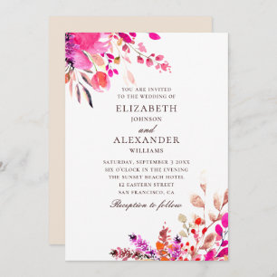 Hochzeit mit Blumen in Aquarellfarbe. Botanischer  Einladung