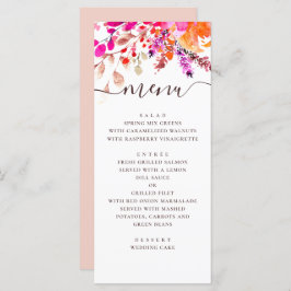 Hochzeit mit Blumen in Aquarellfarbe. Botanischer  Menükarte