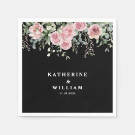 Hochzeit mit Blumen in Aquarellfarben Serviette