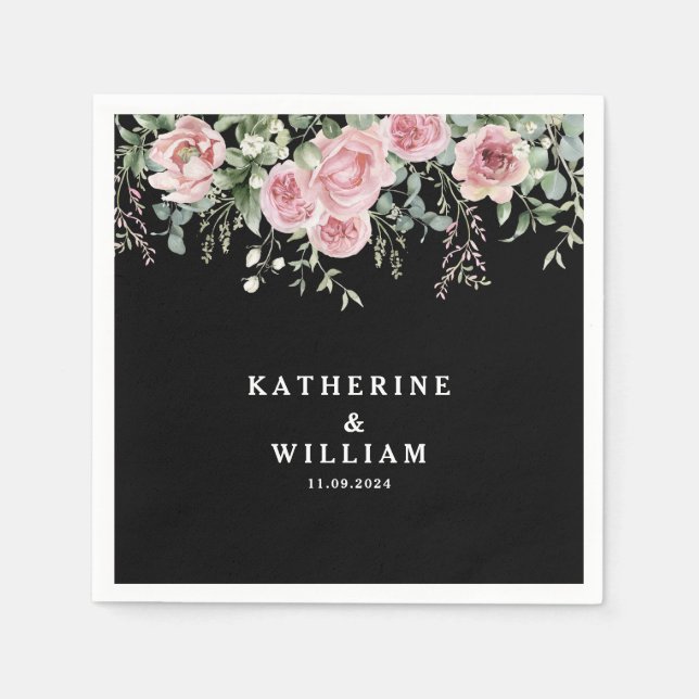 Hochzeit mit Blumen in Aquarellfarben Serviette (Vorderseite)