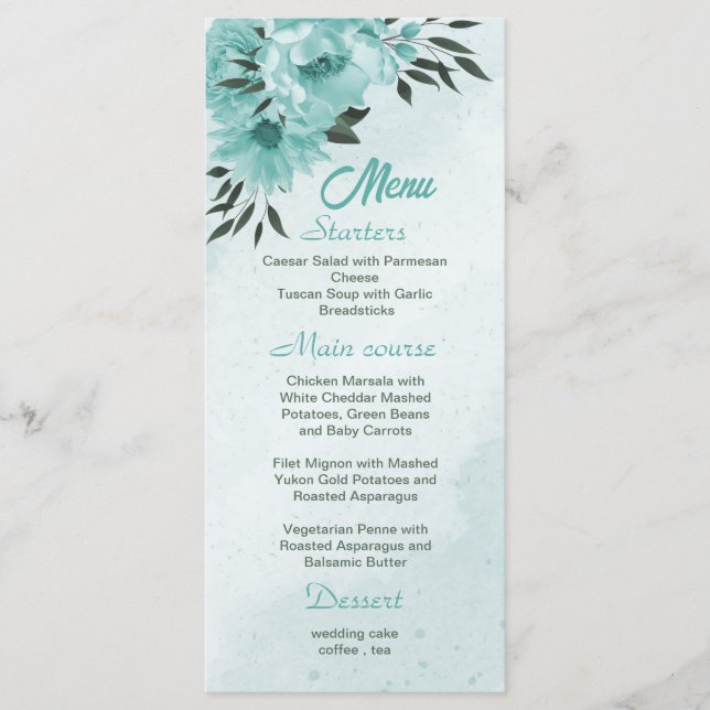 Hochzeit mit Blumen Menükarte (Vorderseite)