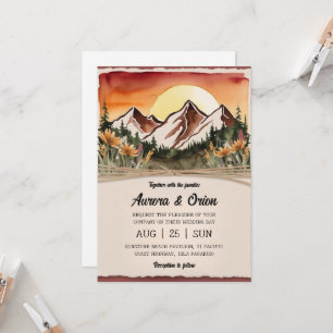 Hochzeit mit Blumen und Aquarellen Einladung