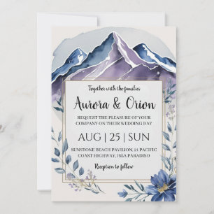 Hochzeit mit Blumen und Aquarellen Einladung