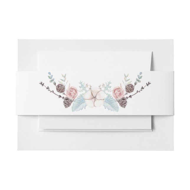 Hochzeit mit Blumen und Blattwerk Einladungsbanderole (Vorderseite Beispiel)