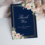 Hochzeit mit Blumen und Blumen Dankeskarte<br><div class="desc">Eine schöne Hochzeit danke Ihnen Karte blau und rot rosa Aquarell floral. Fügen Sie eine persönliche Danksagung an der Rückseite.</div>