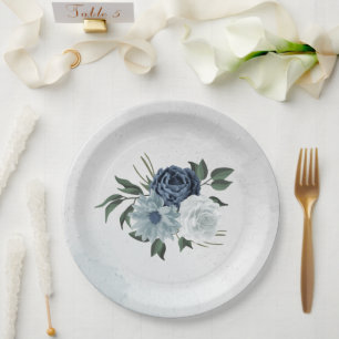 Hochzeit mit Blumen und Weiß Pappteller