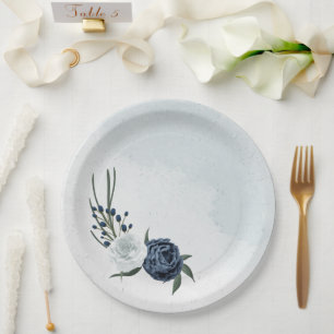 Hochzeit mit Blumen und Weiß Pappteller
