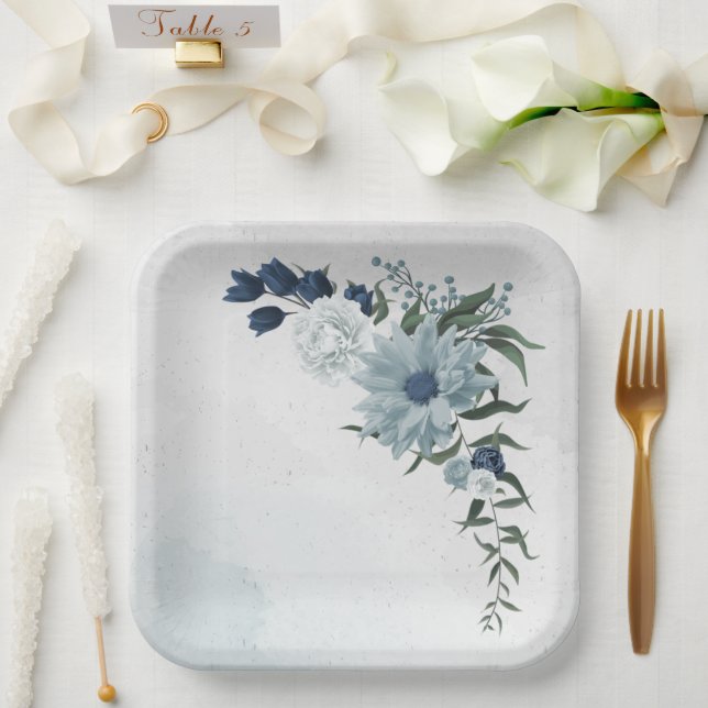 Hochzeit mit Blumen und Weiß Pappteller (Hochzeit)