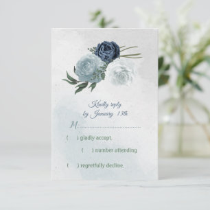 Hochzeit mit Blumen und Weiß RSVP Karte