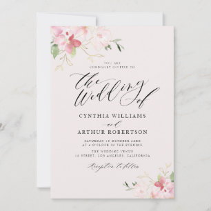 Hochzeit mit Blumengrau und Blütenrot Einladung