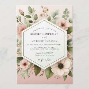 Hochzeit mit Blush Ethereal Anemone Einladung