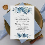 Hochzeit mit Blütenblütenblütenpracht Einladung<br><div class="desc">Ein elegantes Design mit Aquarellblau-Blumen. Sie können die Formulierung,  Textgröße,  Farben und Schriftart auf dieser Hochzeit einladen.</div>