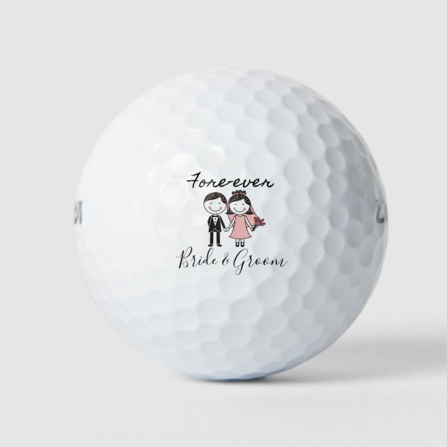 Hochzeit mit Bride und Groom Golfer Golfball (Vorderseite)