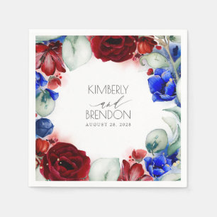 Hochzeit mit Burgund und Blauen Flora Serviette