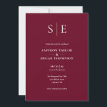 Hochzeit mit Burgund und Gold Einladung<br><div class="desc">Diese schicke,  minimalistische Hochzeitseinladung kann mit Ihren Monogramm-Initialen und den Einzelheiten des Hochzeitstages auf bordeauxrotem Hintergrund personalisiert werden. Entwickelt von Thisisnotme©</div>