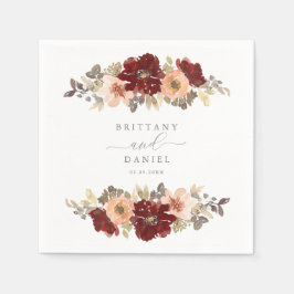 Hochzeit mit Burgund und Peach Floral Serviette