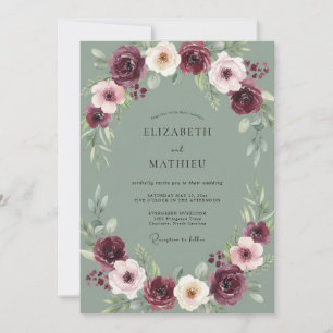 Hochzeit mit Celadon-Pfingstrose Einladung