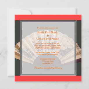 Hochzeit mit chinesischem Bambus und Seidenfan Einladung