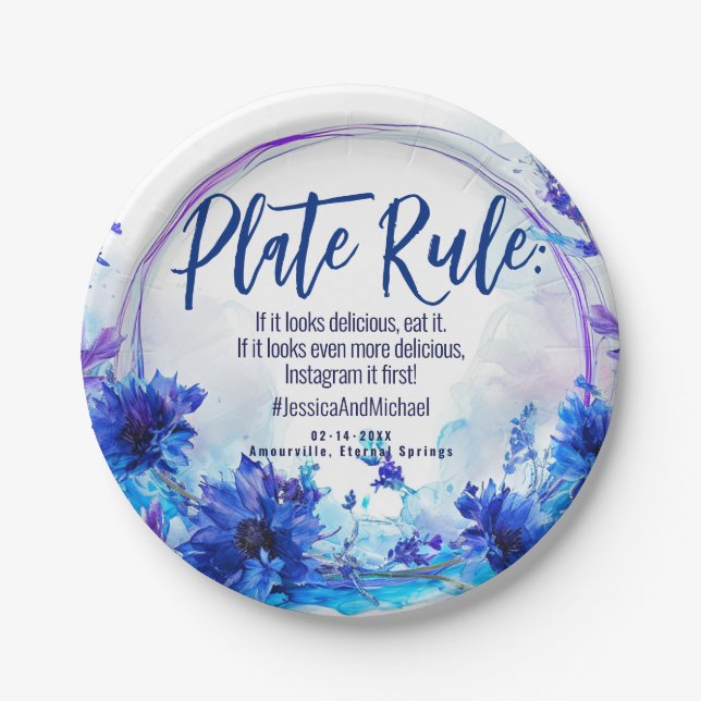💍 Hochzeit mit # Cornflowers & Lavender Elegance Pappteller (Vorderseite)