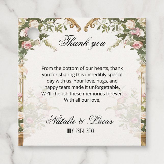 Hochzeit mit dem Blumenkohl (Watercolor Floral Hea Geschenkanhänger (Vorderseite)