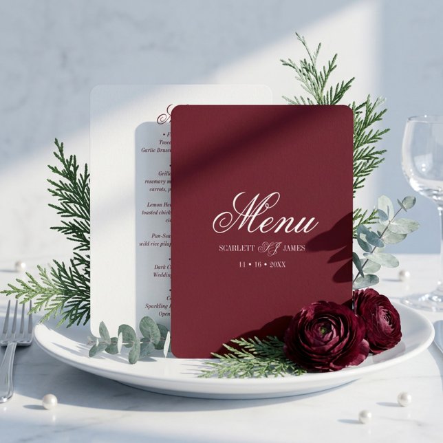 Hochzeit mit editierbarem Paarmonogramm klassisch  Menükarte (Von Creator hochgeladen)